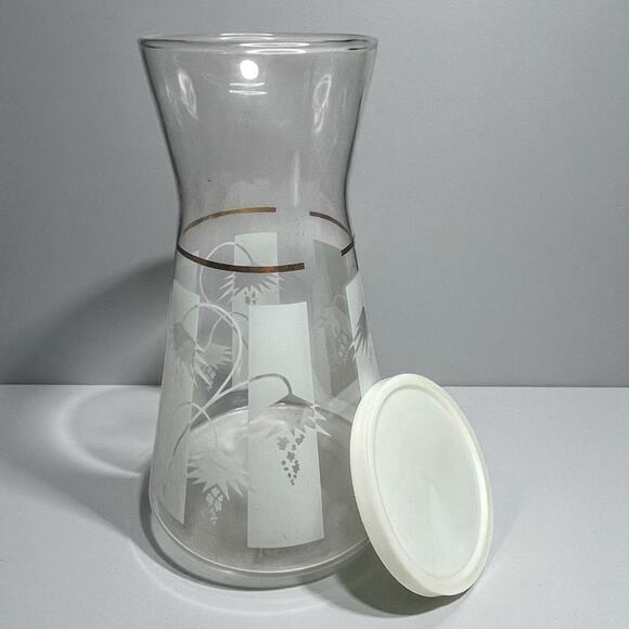 Vintage Flexeel Buckeye Glass Co. Acid Etched Grapevine Carafe w/ Lid – Art Deco - Picture 1 of 11